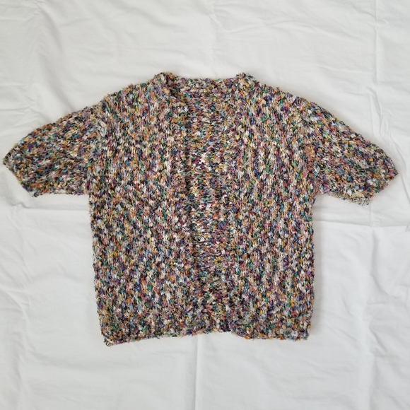 SOLD🌈Hand Made Rainbow Ribbon Knit Cardigan - Picture 3 of 6